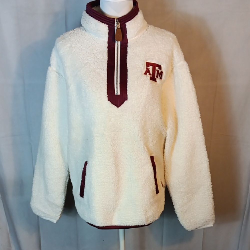 Texas A&M Sherpa Quarter Zip Pullover with Maroon Details